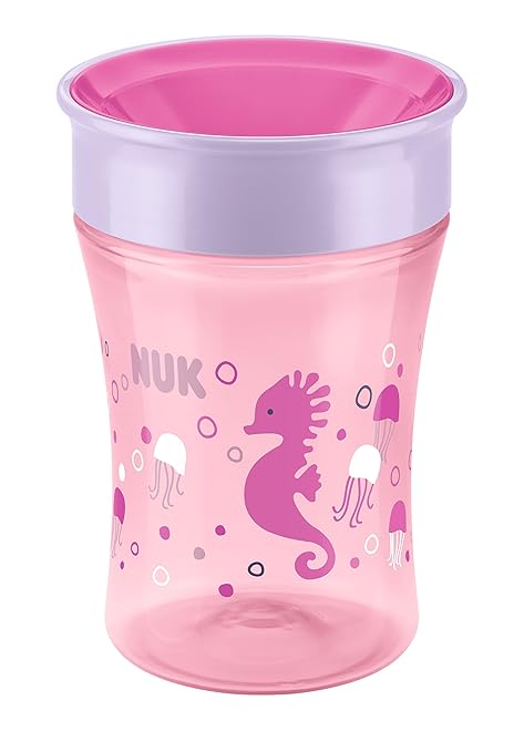 NUK Magic Cup Trinklernbecher, 360° Trinkrand, auslaufsicher abdichtende Silikonscheibe, 230ml, BPA-frei, Rosa