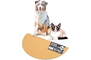 Should We Go? Waterproof Silicone Pet Food Mat - Non-Slip, Spill-Proof Feeding Mats for Floors, Raised Edge Design, Easy-to-Clean Rubber Mat for Dog & Cat Bowls, 21" Across x 10.5" Deep, Medium-Honey