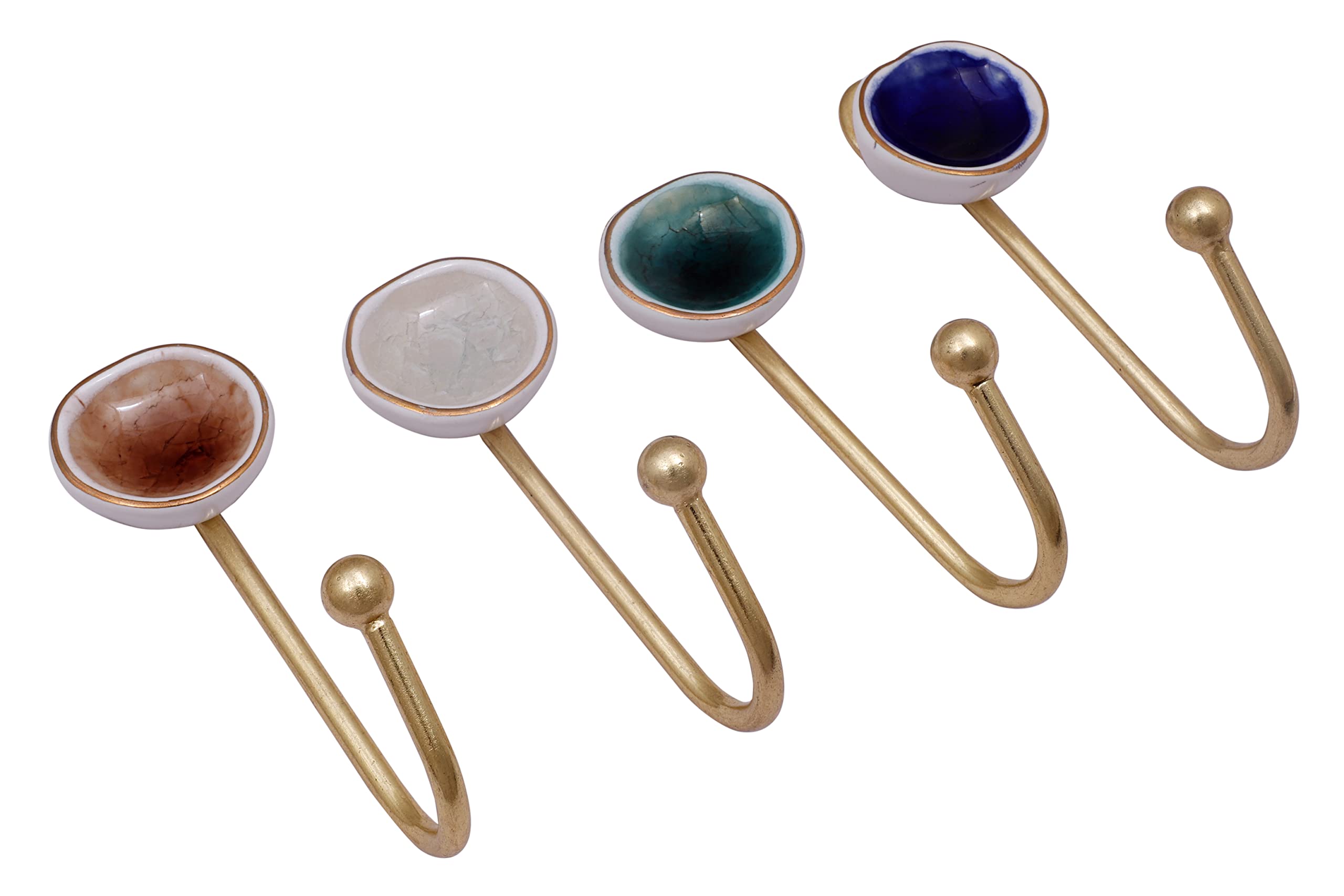 Nacnic Set of 4 Round Ceramic Clothes Hangers. 127 mm | Gold Pendants with Gemstone Decorations | Excellent to complement any room. Elegant, versatile coat hangers