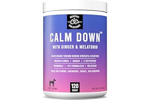 HEALTHY SOLUTIONS FOR PETS Calming Chews for Dogs - Dog Calming Treats for Anxiety & Stress Relief with Melatonin and Ginger - Aid with Storms, Grooming, Fireworks, Separation, Travel, Motion Sickness, & Sleep - 120 Chews