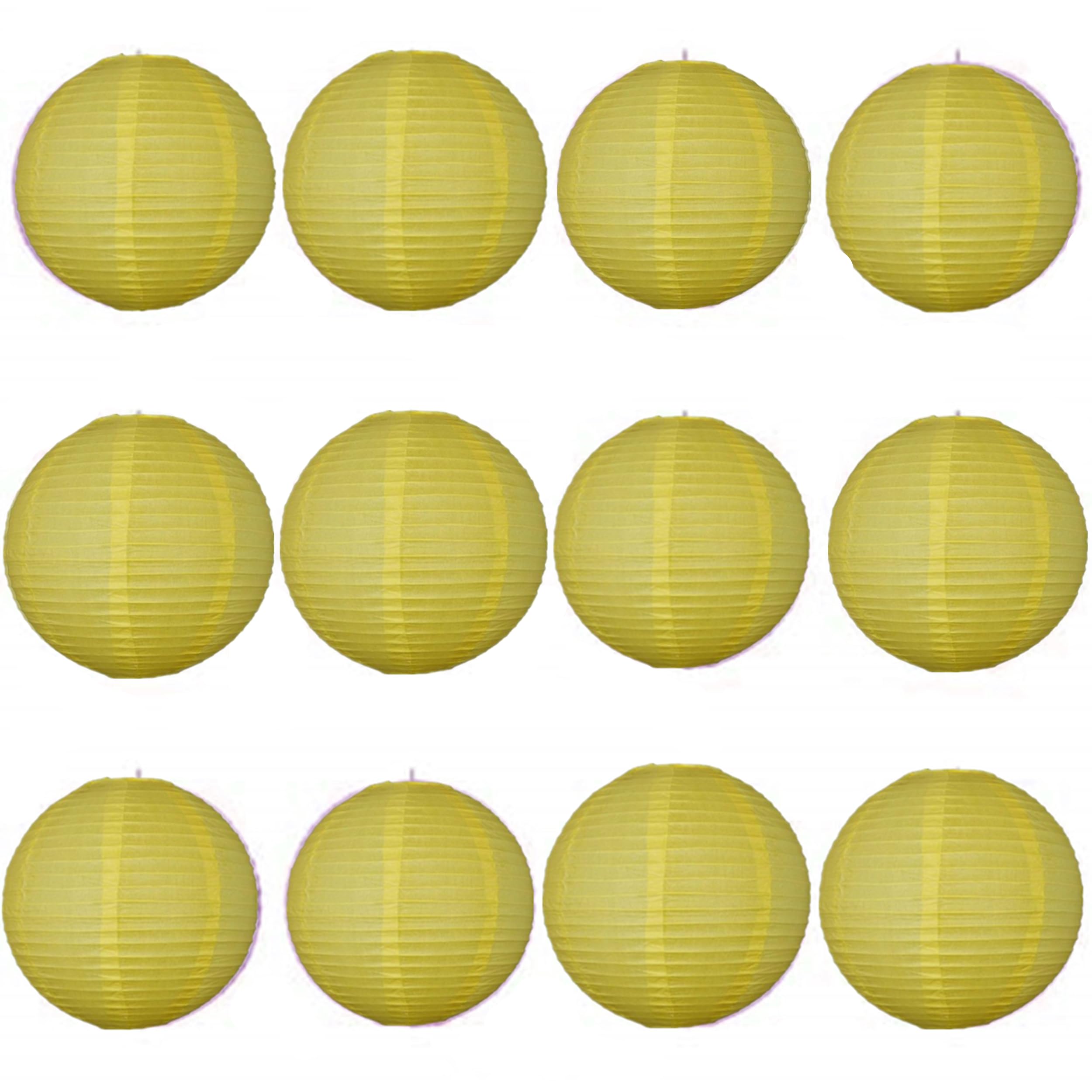 A Liittle Tree -12 PCs Round Paper Lanterns Wedding Party Christmas New Year (Yellow, 12")