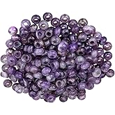 SUNYIK Amethyst Large Hole (6mm) Rondelle Loose Charms European Bead fits Bracelet,Jewelry Makings Pack of 20