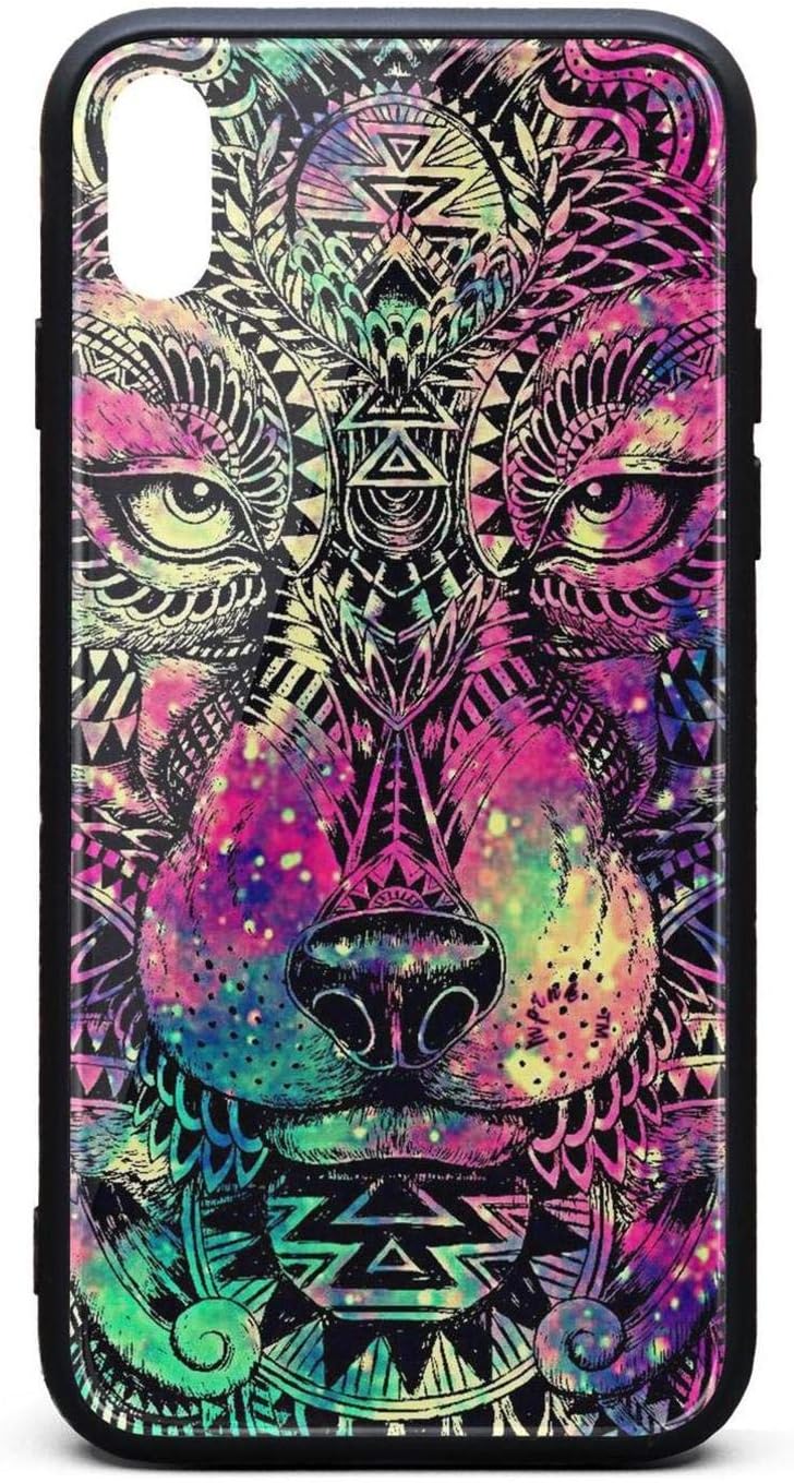 Rainbow Colorful She Wolf Galaxy Wallpaper iPhoneXS max iPhone Xs Max iPhoneXSmax Phone Case Cover Slim Printing Clear Shock Proof Unique Design Cute Funny Good