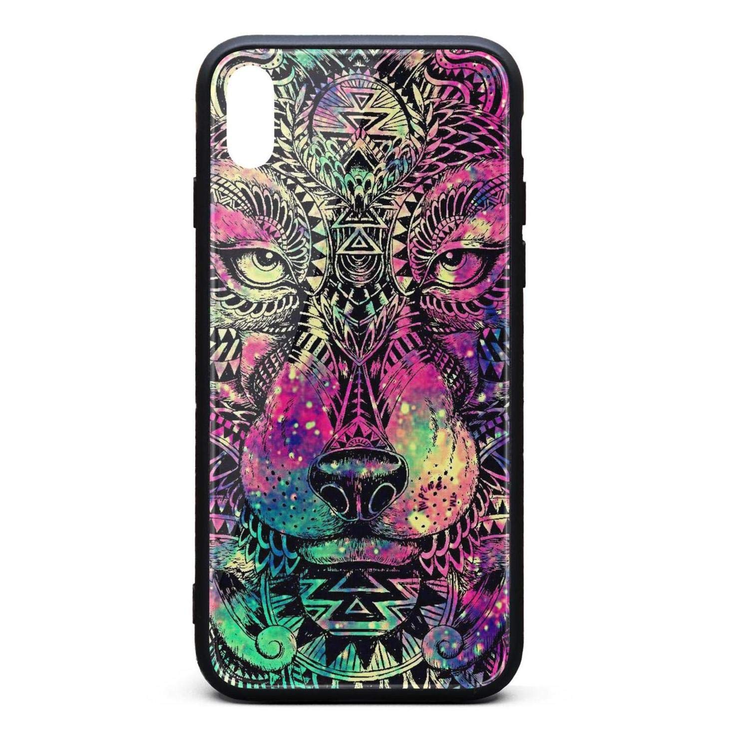 Rainbow Colorful She Wolf Galaxy Wallpaper iPhoneXS iPhone Xs Phone Case Cover Slim Printing Clear Best Protective Unique Design Best Funny Good