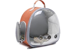Hcupet Small Animal Carrier Backpack Space Capsule Bubble Window Carrier Backpack for Lizard Guinea Pig (Orange)