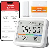 SwitchBot Meter Pro, Digital Hygrometer &amp; Thermometer - Wireless Indoor Temperature &amp; Humidity Monitor with Bluetooth App Control, Real-Time Alerts, Works with Apple Home