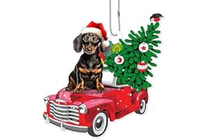 GENANY Cute 2-Sided Printed Dachshund Dog Christmas Ornaments 2023, Dog Ornaments for Christmas Tree, Christmas Ornaments 2023, Dog Christmas Ornaments, Dog Christmas Decorations for Tree