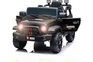 u URideon Kids 12V Ride On Truck, Battery Powered Electric Ride On Car with Parent Remote Control,3 Speeds, LED Lights, MP3 Player (Black)