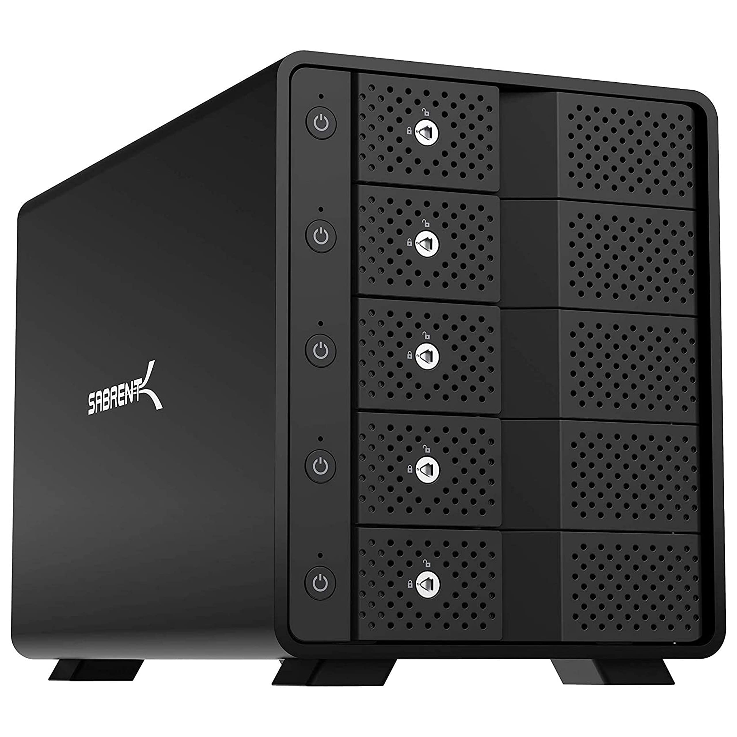 SABRENT 5 bay hard drive docking station, SSD HDD 2.5 3.5 inch SATA case dock, external SSD enclosure, offline cloning, ON/OFF switches, tool-free, USB cables type A & C included (DS-SC5B)