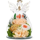 Bessol Valentines Day Gifts for Her Women Flowers for Delivery Birthday Gifts for Mom Grandma Preserved Rose Forever Flower in Glass Angel Figurines Bouquet Anniversary for Wife Sister Mother Friends