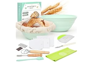RAINDEE Sourdough Starter Kit Bread Baking Supplies, 9"Silicone Bread Proofing Baskets with 9 Other Bread Making Tool,Gift for Mother,Wife, and Any Baker.Complete Set for Bread Making With Essential Tools