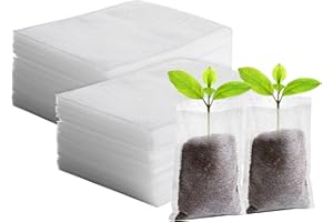 GREANER 200PCS Plant Nursery Bags, 3.5"x4.7" Biodegradable Non-Woven Fabric Plant Seeding Grow Bags, Vegetables Fabric Plant Seedling Bags, Transplant Pots Grow Pouch, Home Garden Supply