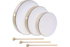 Nydotd 3pcs Hand Drum Percussion Wood Frame Drum with Drum Stick 12 Inch 10 Inch 8 Inch Percussion Instruments Preschool Musi