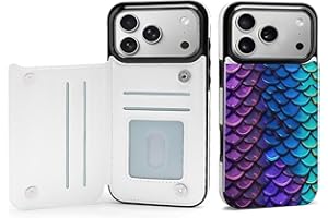 BWWHCCTI Wallet Case for iPhone 17 Pro Max - Colorful Fish Mermaid ScalesPrint PU Leather Flip Shockproof Wallet Phone Cases 