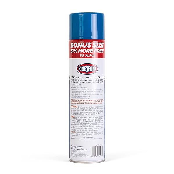 KINGSFORD GRILL CLEANER AEROSOL SPRAY 19OZ | BBQ GRILL CLEANING ACCESSORIES AEROSOL SPRAY FOR CLEANING BARBEQUE GRILLS | QUICK CLEAN 19OZ SPRAY AEROSOL FOR BARBECUE GRILLS