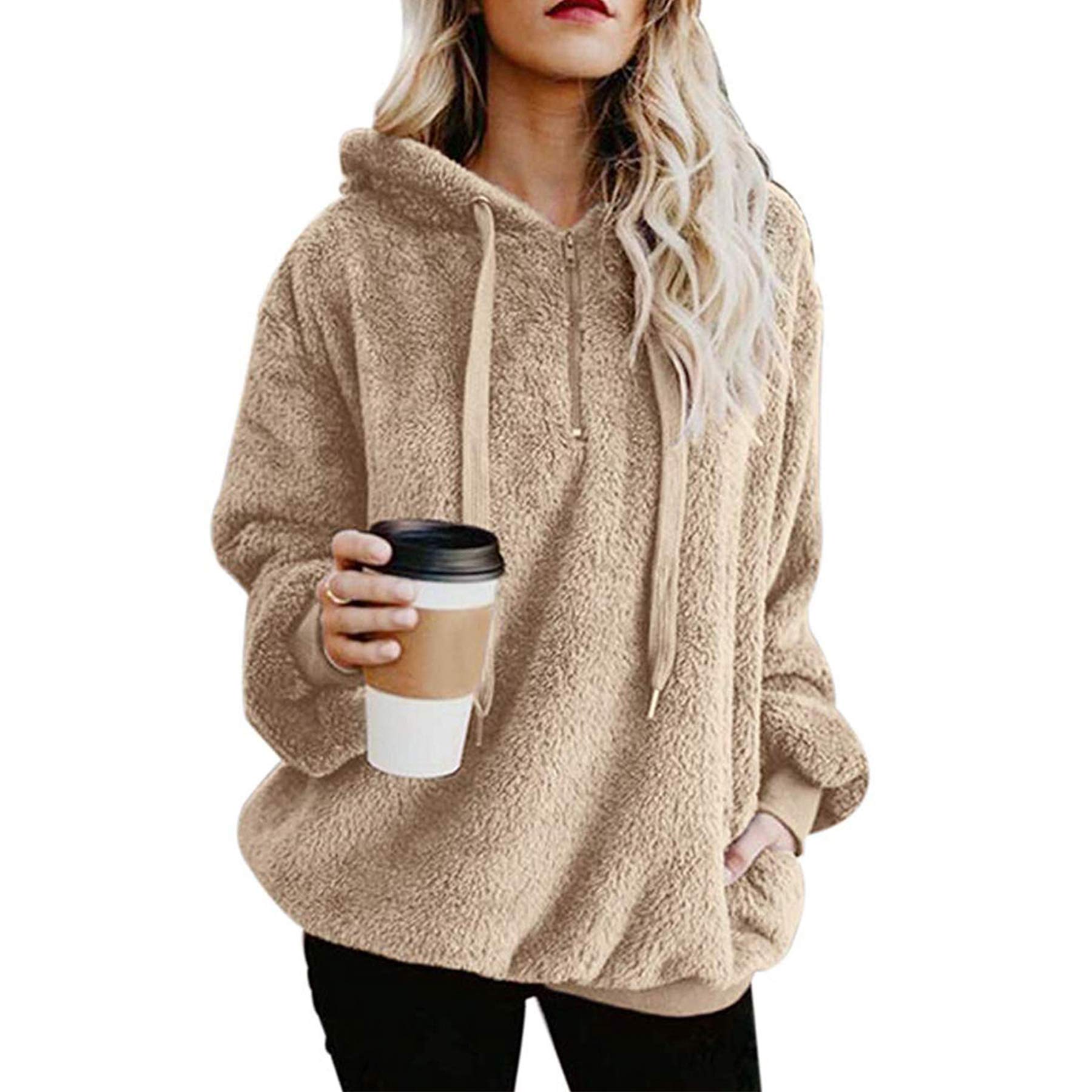 Hoodies Pullover for Women Sweatshirts Oversized Sherpa Hoodie Fleece  Hoodie Fluffy Sweaters for Women Winter Clothes