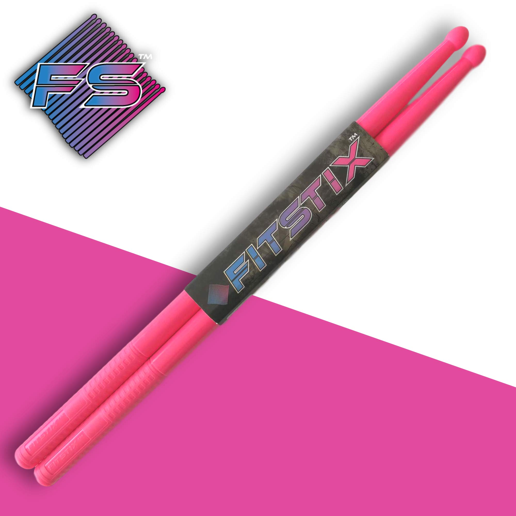FITSTIX™ Drumsticks for Fitness & Aerobic Workout Classes, High Quality Drum Sticks, Strong and Light Weight design make a fun addition to any exercise routine or class. (UV PINK without PowerGrip)