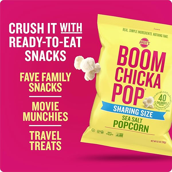 ANGIE’S BOOMCHICKAPOP SEA SALT POPCORN, GLUTEN FREE, PARTY SIZE, 6.7 OZ.