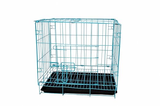 SRI Metal Durable Dog Cage With Removable Tray-24Inch, Light Blue