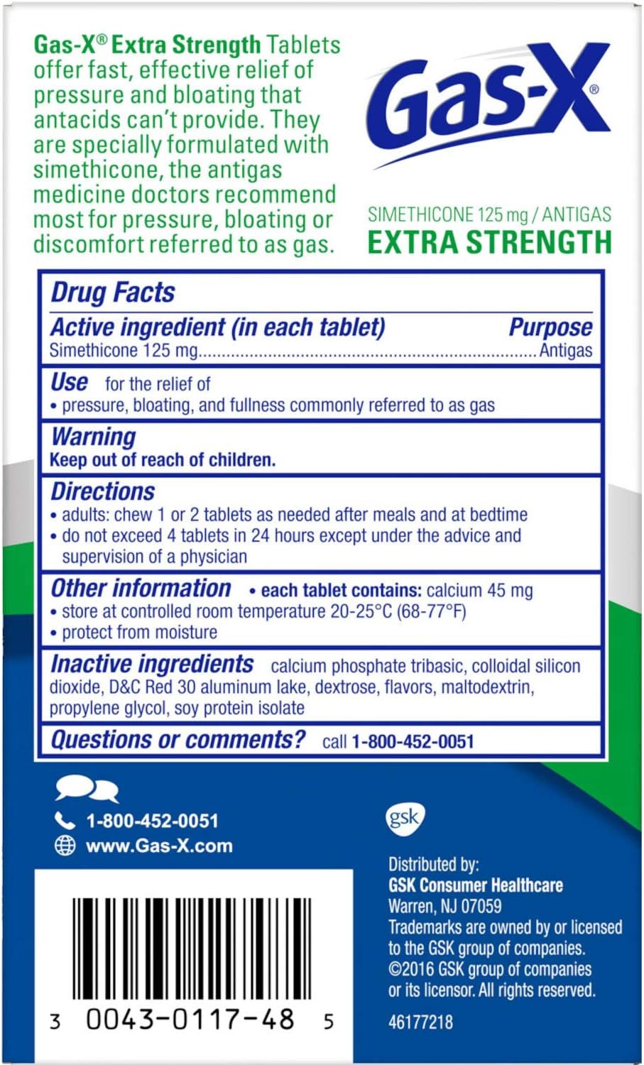 Gas-X Chewables Extra Strength Cherry Creme Tablets 48 ea (Pack of 6): Health & Personal Care