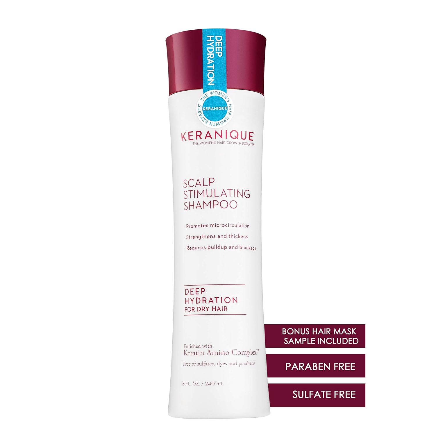 Keranique Deep Hydration Scalp Stimulating Shampoo, 8 Fl Oz Keratin