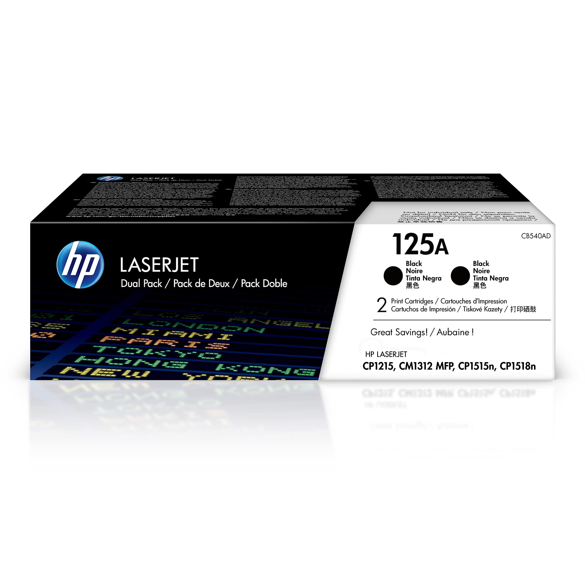 HP CB540AD 125A Original LaserJet Toner Cartridges, Black, Multipack