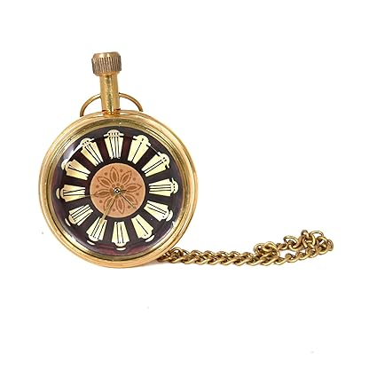 Indian Sparrows Brass Antique Look Gandhi Watch (Product Dimensions: (Inches) 2 x 2 x 2.3)