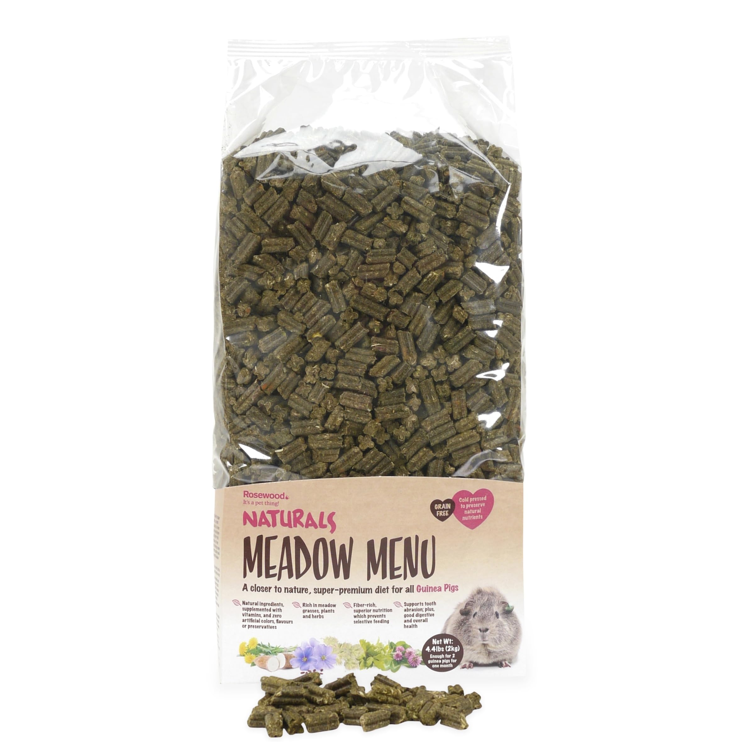 Rosewood Naturals Meadow Menu, Guinea Pig Food, 2kg
