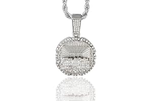 TECHNO PAVE Iced Out Religion Pendant with 20 inch Tennis Chain or 20 inch Rope Chain - 14k Gold or Silver Tone Bling Pendant - Praying Hand, Cross, Angel, Blessed, or Last Supper