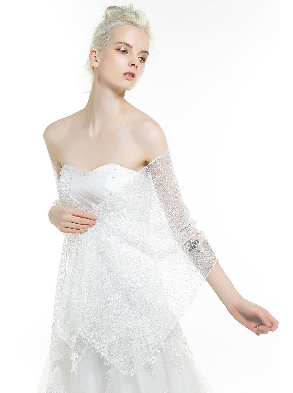 Aukmla Women's Bridal Wedding Lace Wraps and Shawls, Bolero for Women 70 15 Inches Aukmla Women's Bridal Wedding Lace Wraps and Shawls, Bolero for Women 70 15 Inches