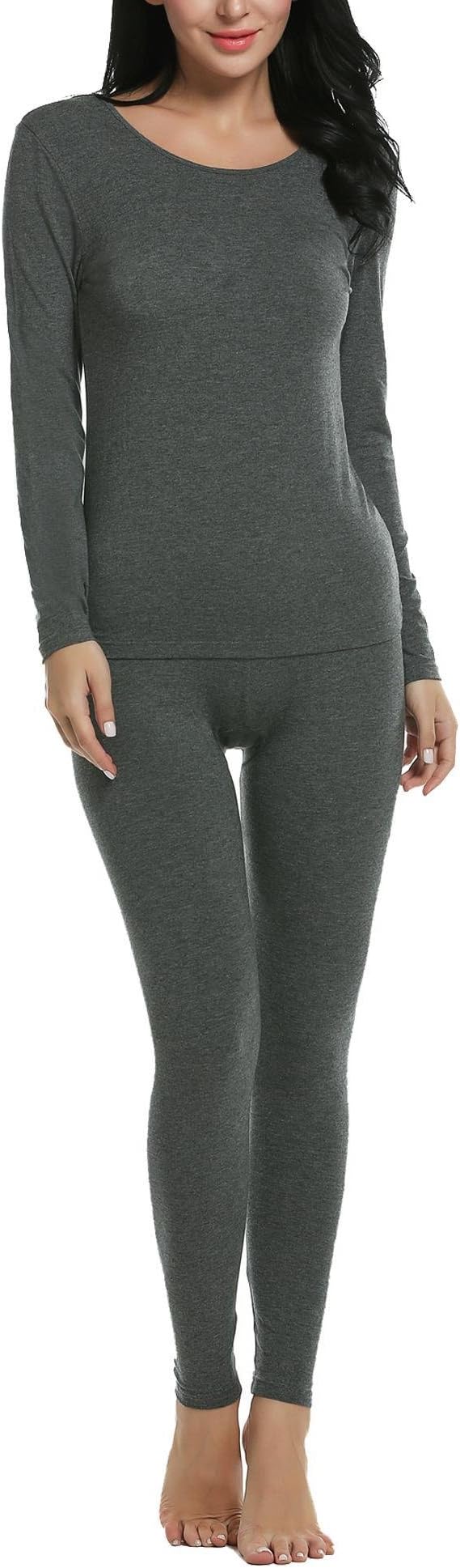 Womens Long Johns Sets Thermal Underwear Tops and Fleece Lined Leggings S-3XL