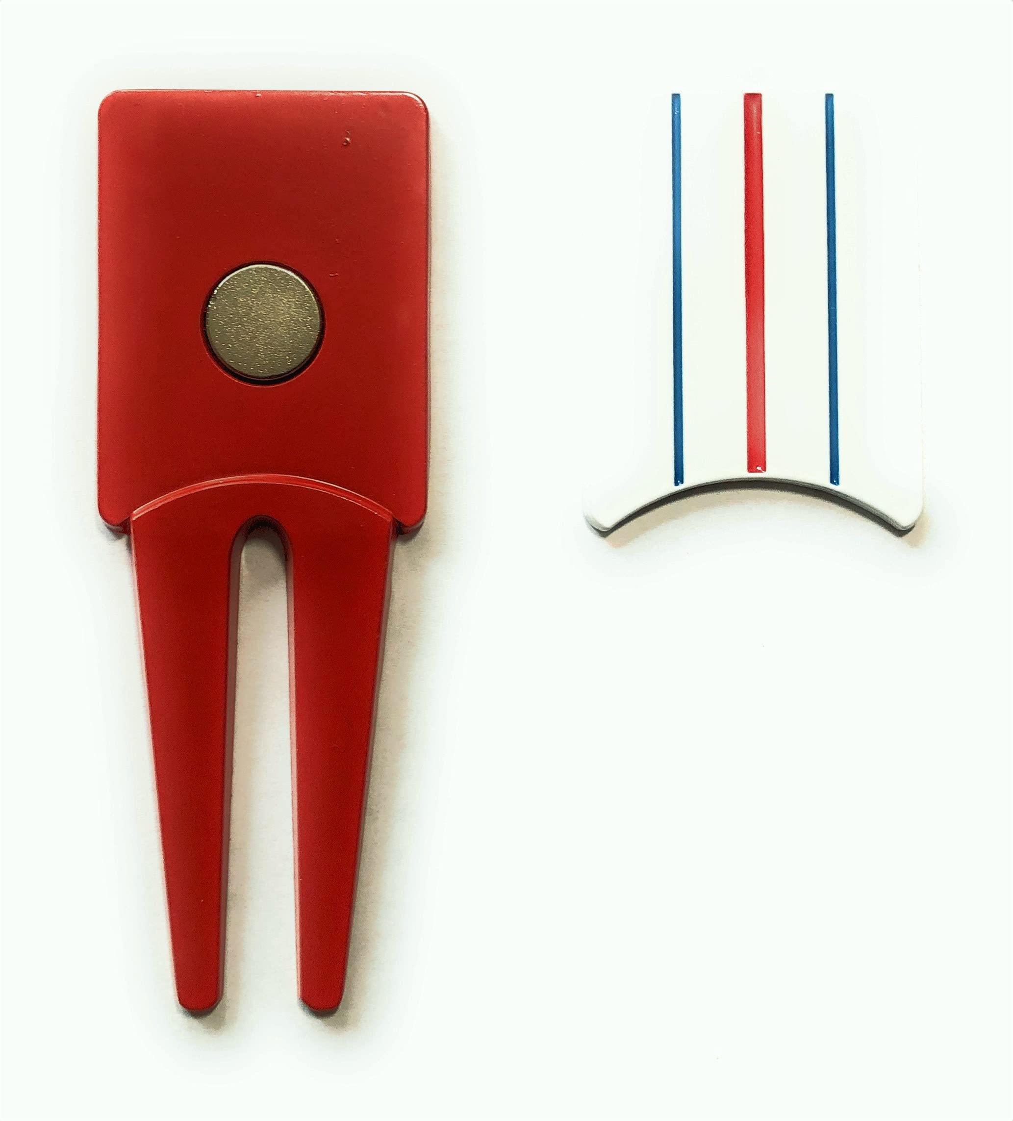 Golf Ball Mark Repair Tool, with Triple Track Ball Marker (1 Pack)