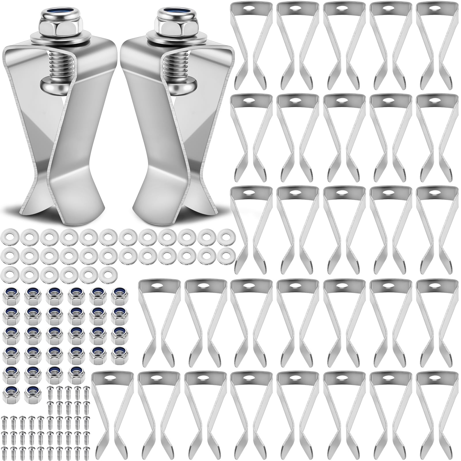 Photo 1 of Hicarer 30 Set Window Well Cover Clips Outside 1.4 x 0.7 x 0.5 Inch Egress Window Well Covers Hardware Kit Basement Spring Clip with Screws Heavy Duty U Clip for Basement Window Well Cover Exterior