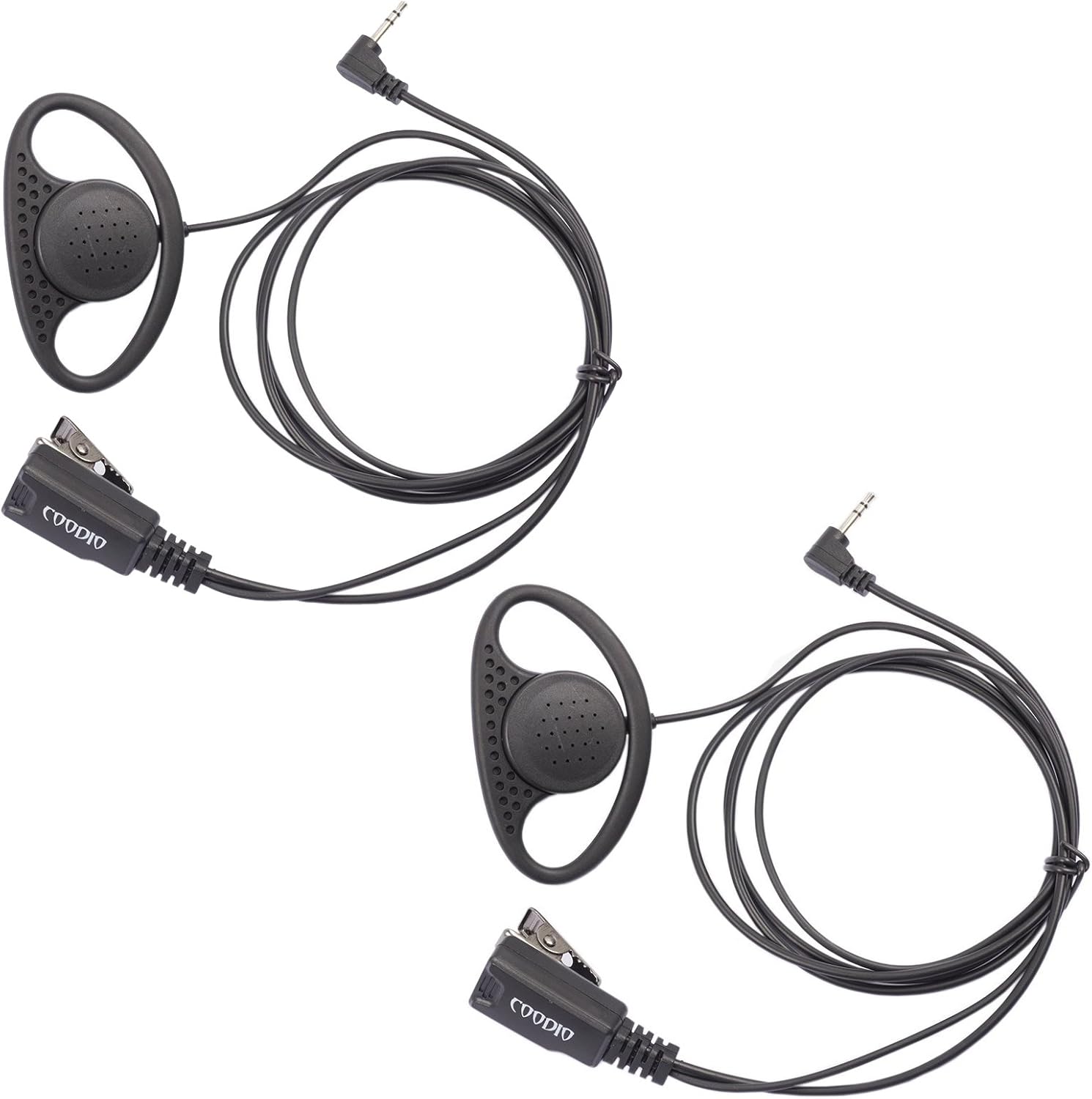 COODIO Lot 2 x D-Ring Earpiece Police Security Headset inline PTT Mic Microphone For 1 Pin Motorola TLKR 2 Way Radio Walkie Talkie