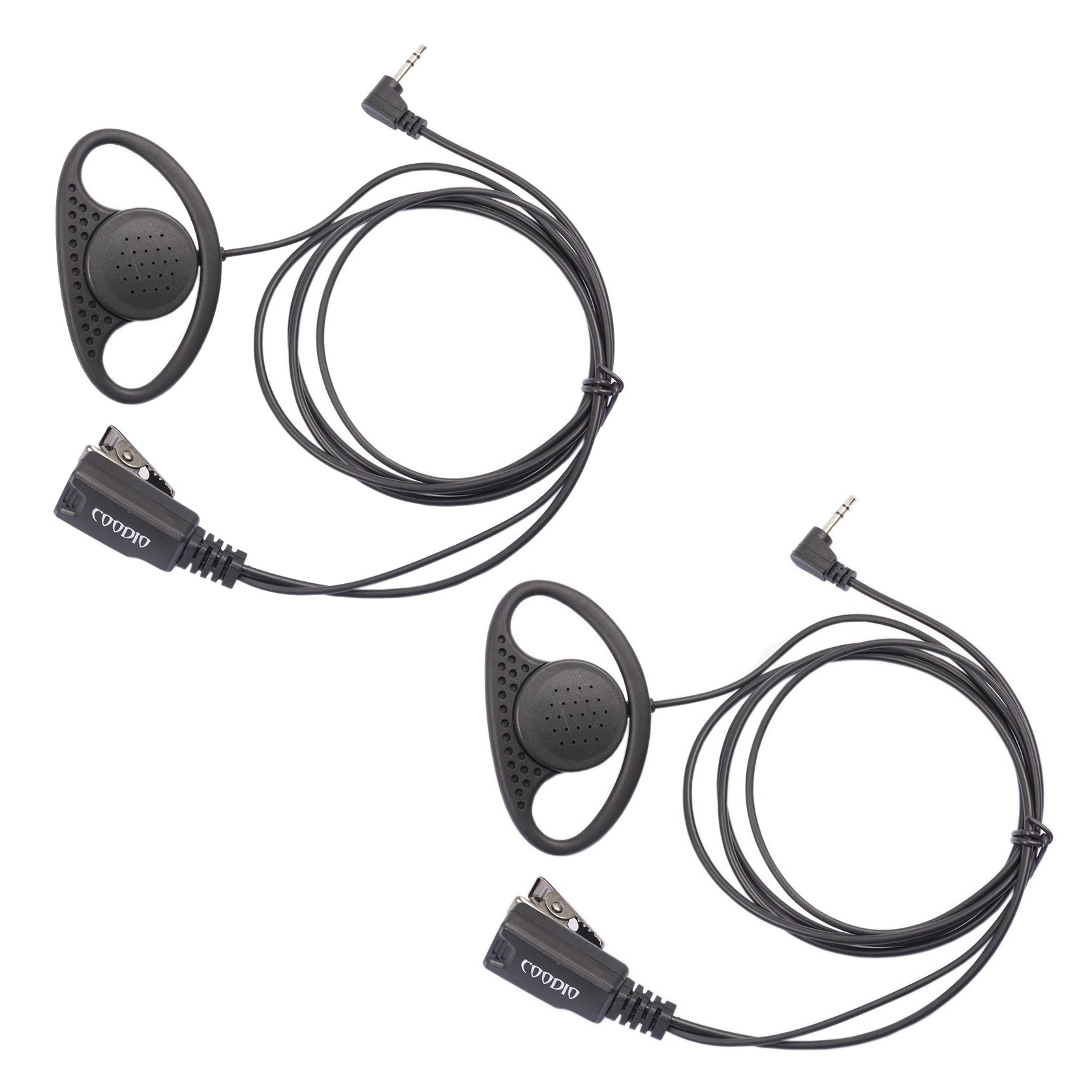 COODIO Lot 2 x D-Ring Earpiece Police Security Headset inline PTT Mic Microphone For 1 Pin Motorola TLKR 2 Way Radio Walkie Talkie