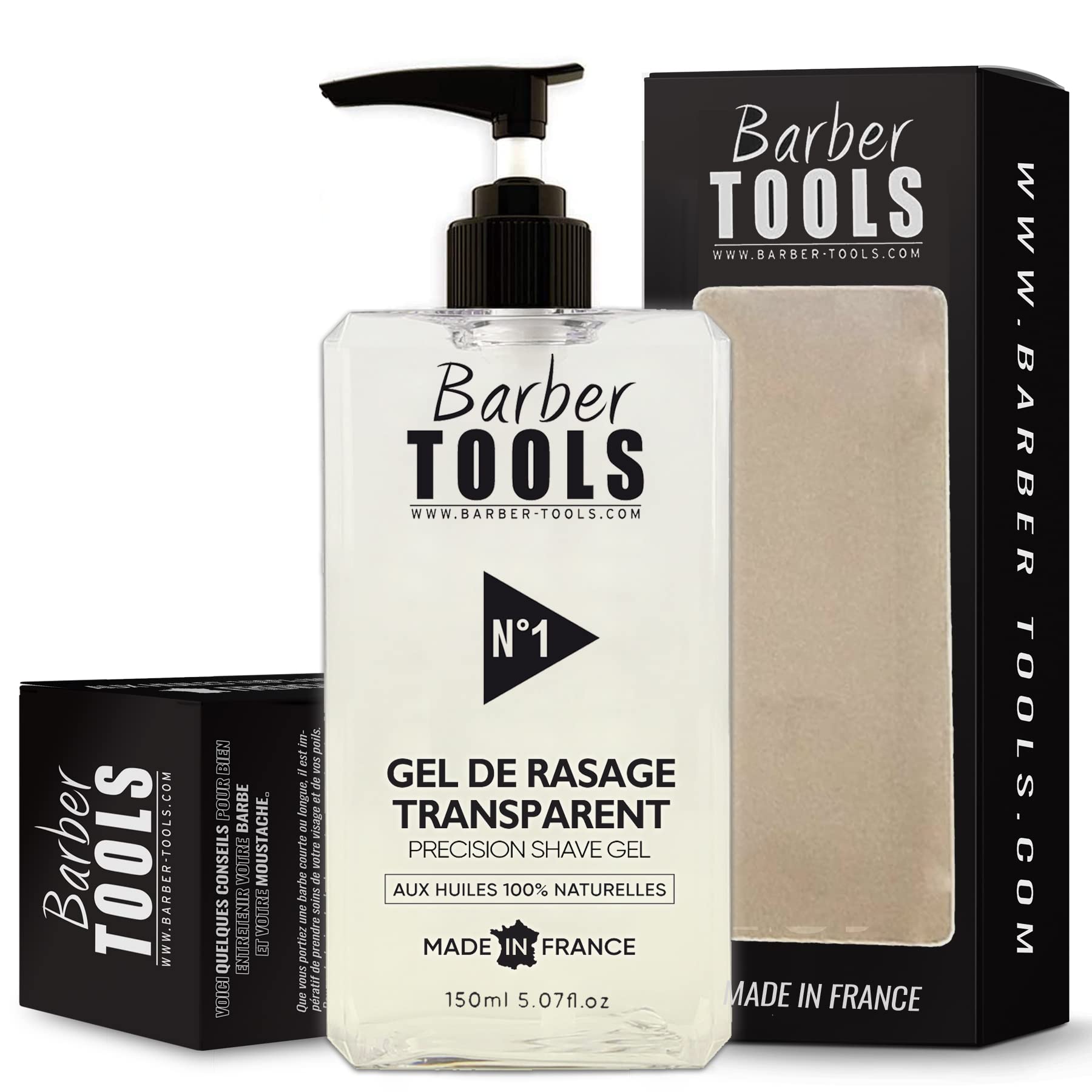 Transparent shaving gel 150 ml - For a precise shave of the beard contours (visibility, sliding and maximum protection) - MADE IN FRANCE ✮ BARBER TOOLS ✮