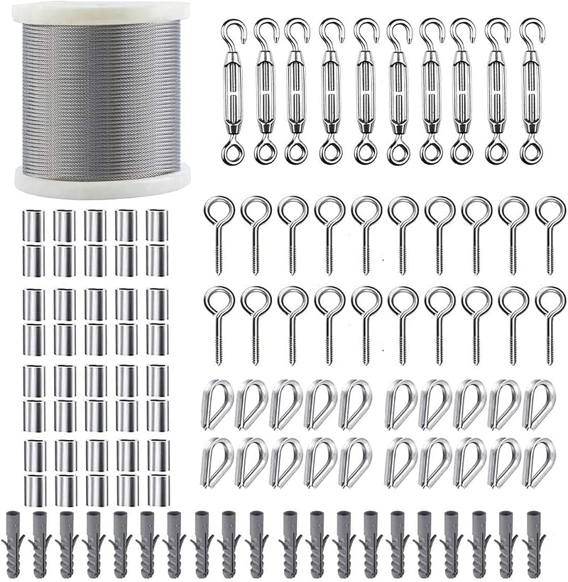 TooTaci Garden Wire 60M 2mm Stainless Steel 7x7 PVC Coated Kit