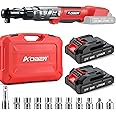 AOBEN 21V 1/2" Cordless Ratchet Wrench Kit,74 Ft-lbs Electric ratchet,Power Ratchet with Variable Speed,2X2000mAh Lithium-Ion Battery And Charger,8 Sockets,1/4" Adaptor,3/8" Adaptor,3" Extension Bar