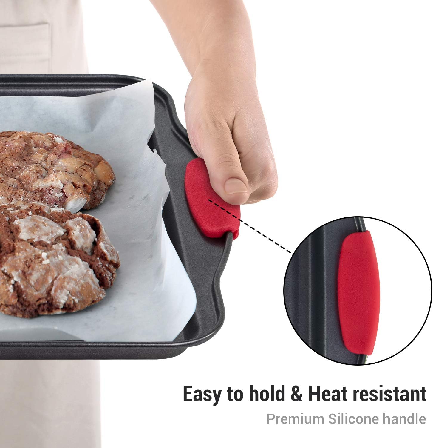 Nonstick Bakeware Set with Grips includes Nonstick Cake Pans/Muffin Pan/Cupcake Pan, Baking Pan Set with Red Handle, Carbon Steel (20PCS): Kitchen & Dining