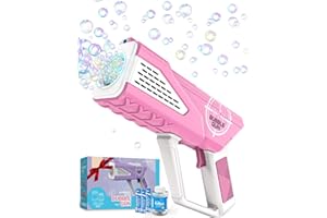 Boerfmo Pink Bubble Gun - Valentines Gifts for Girls/Women - Bubble Machine, Bubble Blaster with LED Light for Ages 3+ Kids - Birthday Gifts Ideas, Toys Gifts for Girl 3 Year Old Over