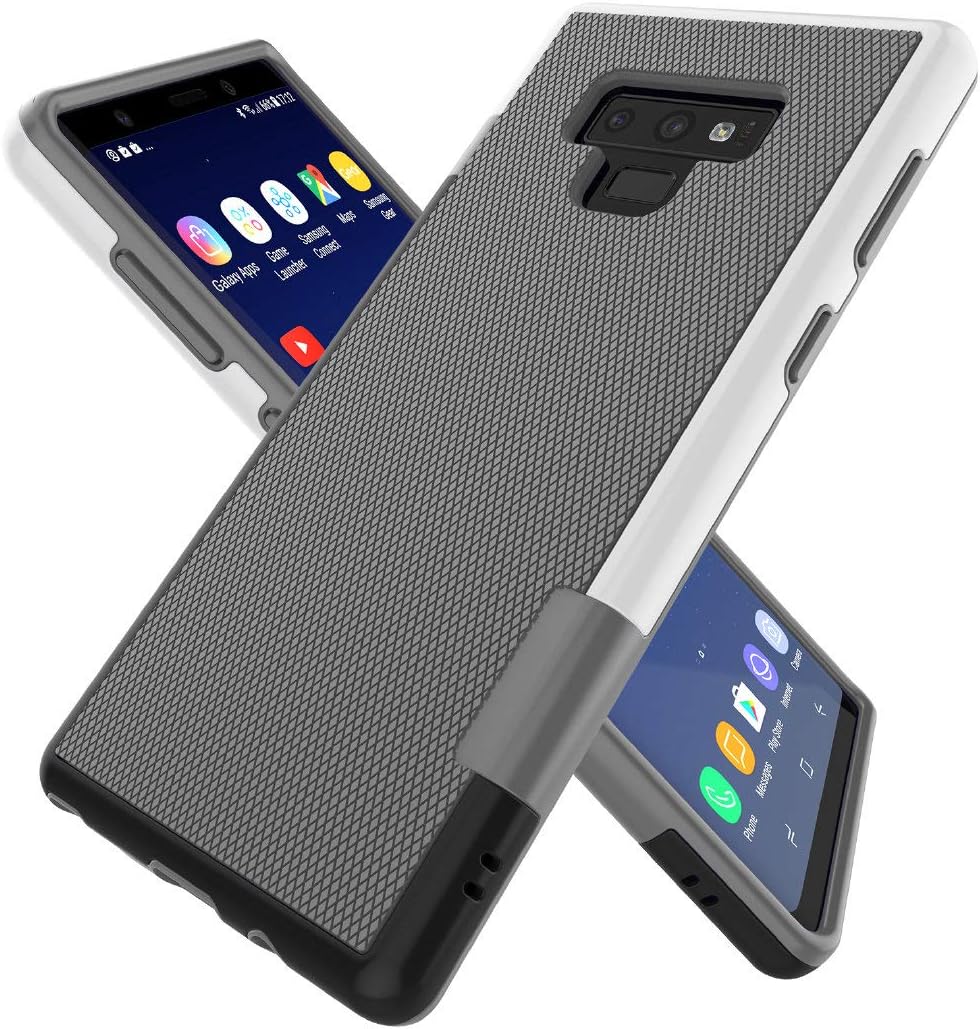 Samsung Galaxy Note 9 Case, Zectoo Ultra Slim 3 Color Hybrid Impact Anti-Slip Shockproof Soft TPU Hard PC Bumper Extra Front Raised Lip Case Cover for Samsung Galaxy Note 9 (6.4 inch) - Light Gray