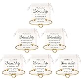Tondiamo 6 Sets Friendship Bracelets Women Love Knot Bracelet with Canvas Drawstring Bag Friendship Galentines Jewelry Gift for Best Friend and Soul Sister Galentines Party Favors