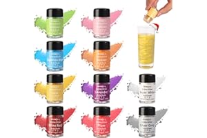 IIENJOY Edible Glitter - 10 Colors Luster Dust Edible Set for Cocktails, Cakes, Drinks, Baking, Strawberries, Cupcakes, Cookies Decoration, Food Grade Glitter Shimmer Sprinkle Powder