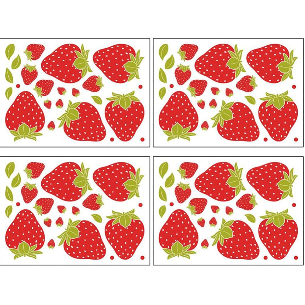 BESPORTBLE 4 Sheets Strawberry Wall Sticker Removable Wall Stickers Home Décor Color Stickers Strawberry Pattern Wall Decal Strawberry Party Favors Wall Strawberry Sticker Decor Sticker PVC