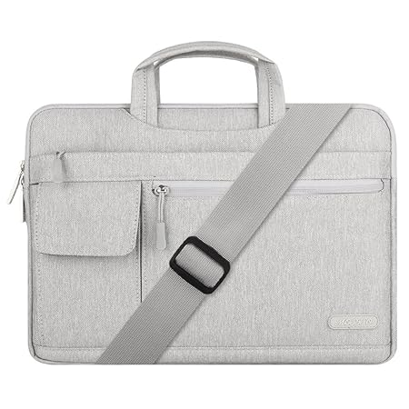 MOSISO Laptop Shoulder Bag Compatible 13-13.3 Inch MacBook Pro, MacBook Air, Notebook Computer, Protective Polyester Flapover Messenger Briefcase Handbag Sleeve Carrying Case Cover, Gray
