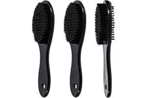 Large Handle Grip Fingernail Brush 3 Packs, Ooloveminso Double-Side Hand Nail Brushes for Fingernail and Toes Cleaning, Soft Stiff Bristles Scrubber Tools for Men and Women, Black