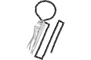 MAXPOWER 9-Inch Locking Chain Clamp with Adjustable 47-Inch Chain, Heavy-Duty Vise Grip Pliers for Securing Irregular Shapes 