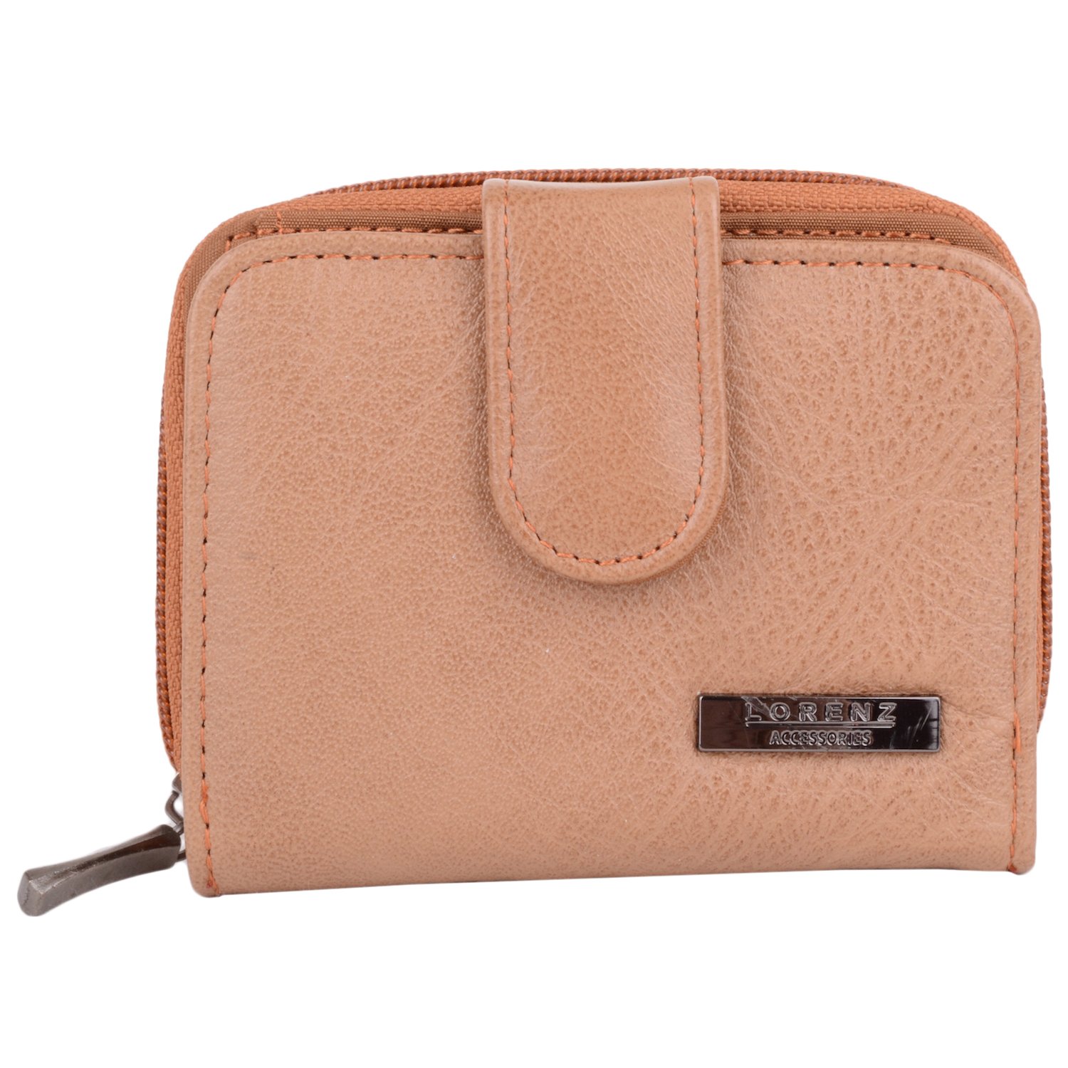 Womens Practical Genuine Leather Bi-Fold Money/Coin Holder/Pouch/Purse - Tan