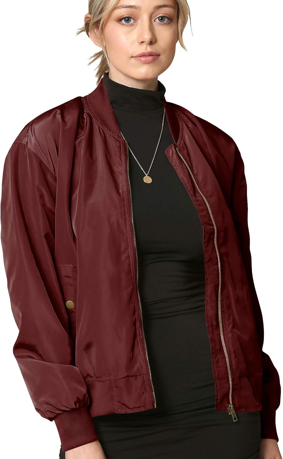 Lock and Love Women's Classic Lightweight Jacket Multi Pocket Windbreaker Bomber Jacket: Clothing