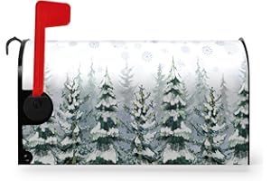 Dacawin Winter Cedar Magnetic Mailbox Cover Snowy Forest Mailbox Wrap Pine Tree Snowflake Nature Landscape Mail Post Letter Box Cover for Christmas Holiday Garden Yard Decor Standard Size 18" X 21"